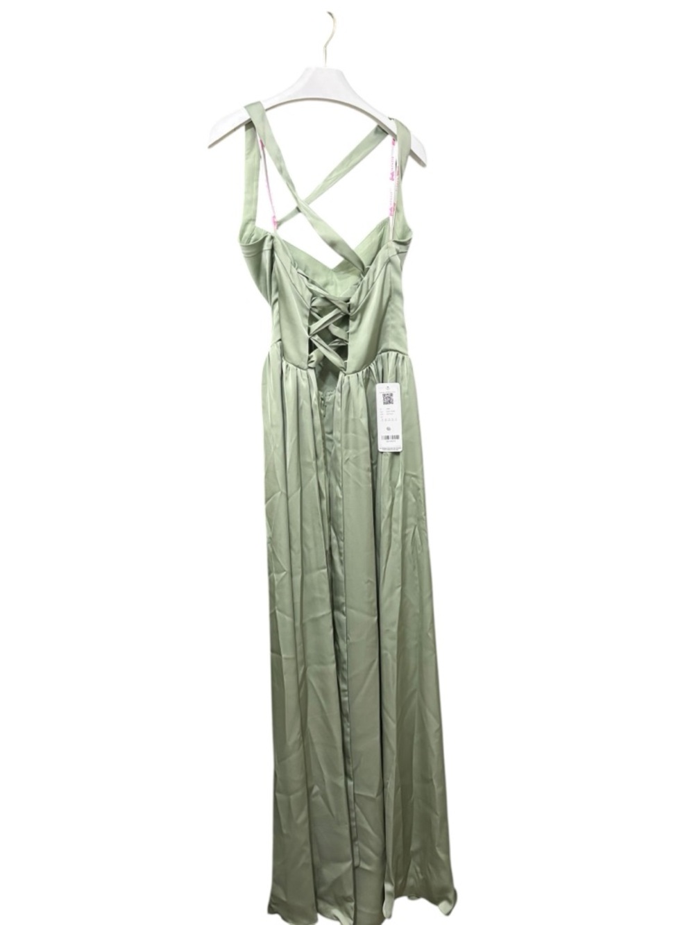 Azazie dusty Sage stretched Satin brides maid dress. BARBIE 1041 NWT - Picture 6 of 12